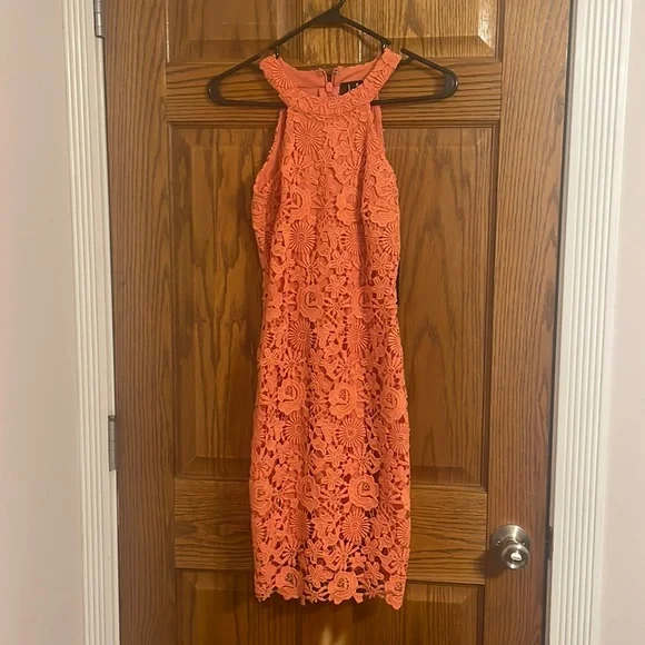 Lulus coral crochet dress XS - Picture 2 of 5
